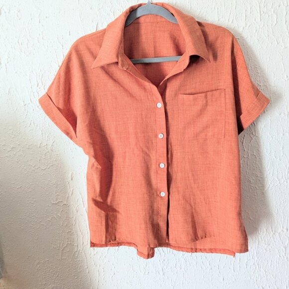 SHEIN Women's Coral Button-Down Shirt - Picture 1 of 6